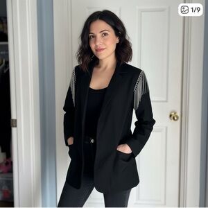 💎Forever 21 Black Blazer with Silver Embellishments Large Ladies